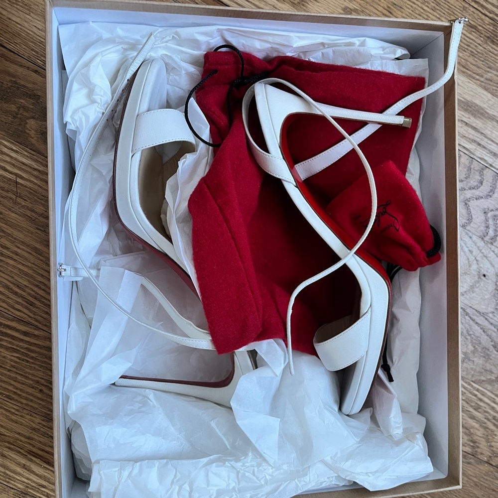 AUTHENTIC Christian Louboutin White Strappy Heels